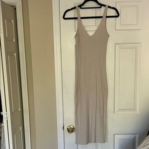 Zara Beige Ribbed Midi Dress